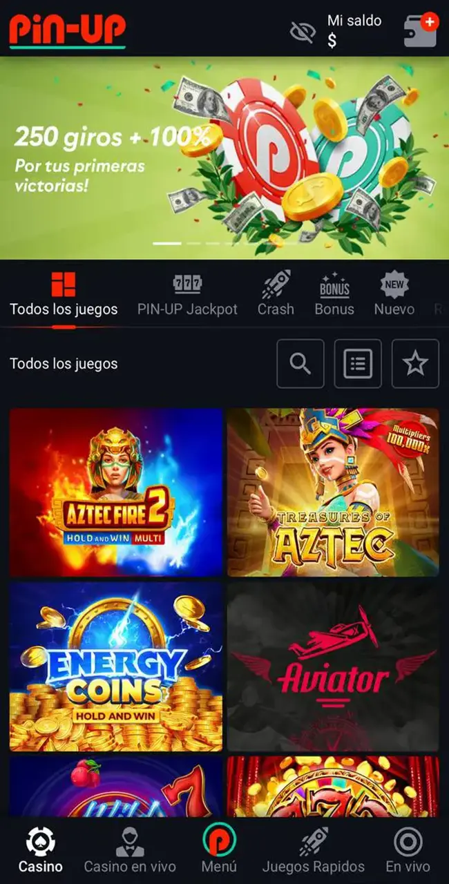 Los mejores juegos de tragaperras de Pin-Up Casino.
