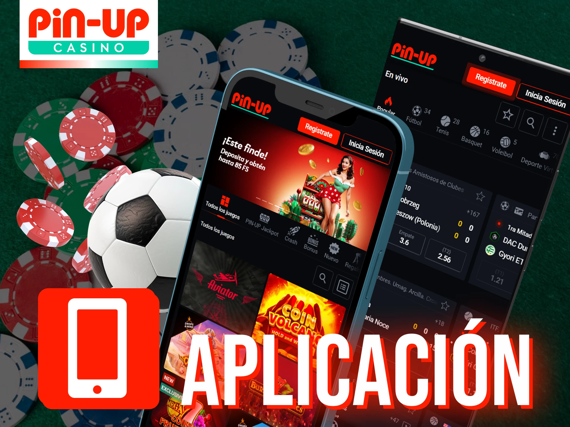 Juegos de casino y apuestas deportivas disponibles en la aplicación Pin-Up para jugadores en Chile.