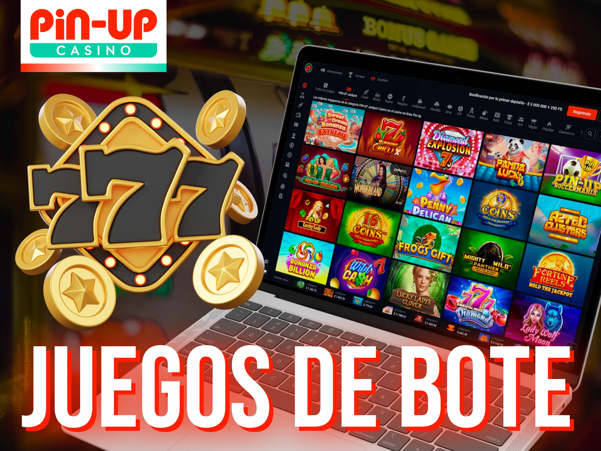 Juega emocionantes juegos con bote en Pin-Up y ten la oportunidad de ganar grandes premios con solo unos clics, incluyendo botes como 20 Coins, Pin-Up Million y más.