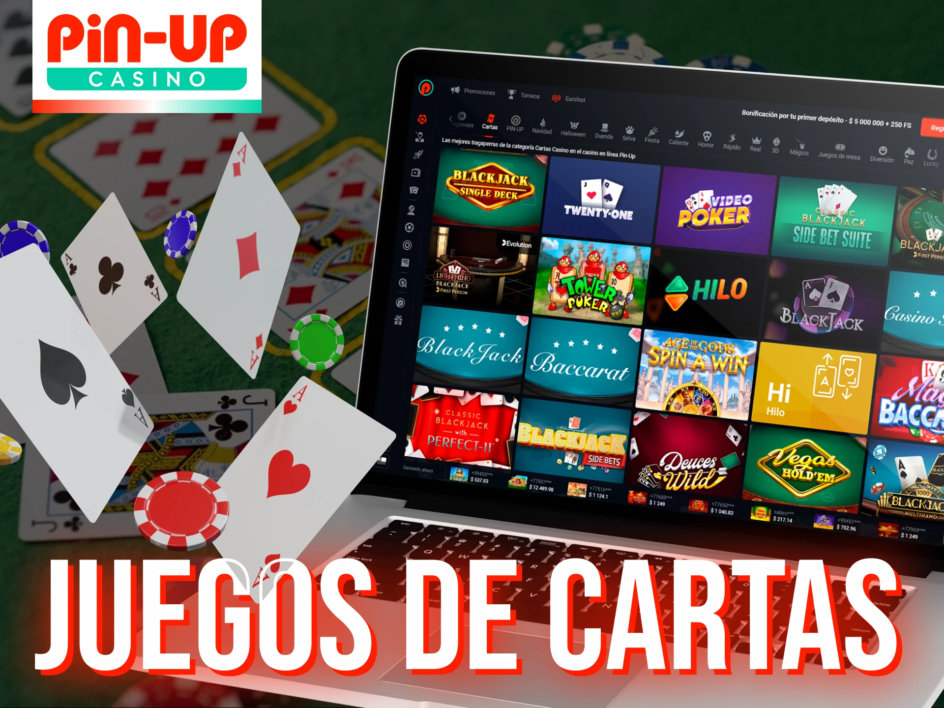 Explora los populares juegos de cartas en Pin-Up Casino, como Poker, Blackjack, Baccarat y más, todos disponibles en modo demo para practicar y entender las reglas.