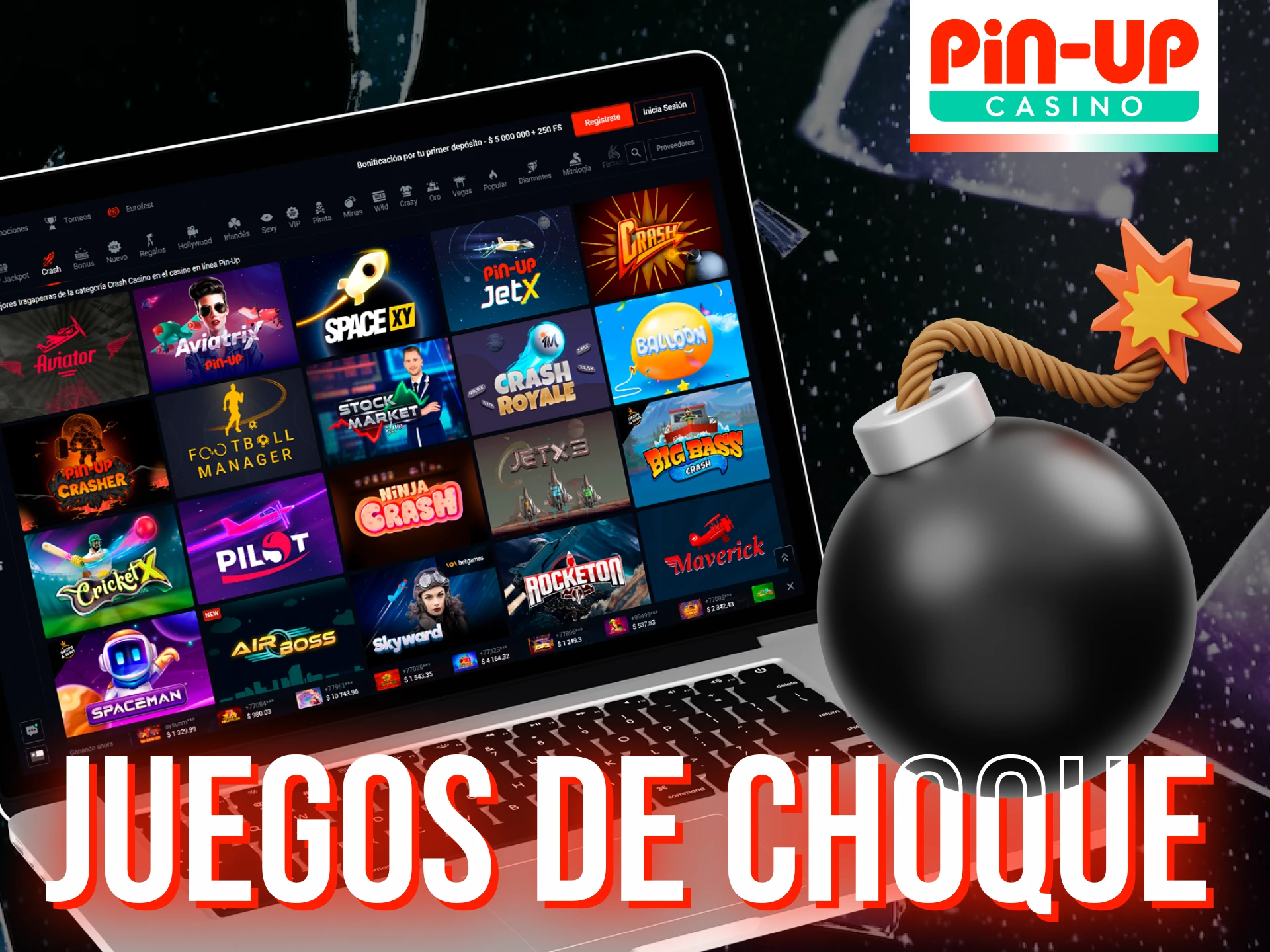 Juega emocionantes juegos de Choque como Aviator, SpaceXY y más en Pin-Up, donde puedes seguir el vuelo de los elementos clave y ganar a medida que las probabilidades aumentan.