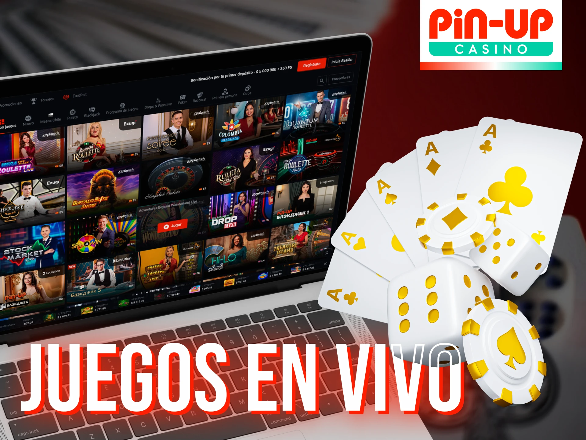 Experimenta la emoción de los juegos de casino en vivo en Pin-Up, con acción transmitida en directo y crupieres profesionales, incluyendo juegos como Pin-Up Blackjack, Mega Wheel y más.