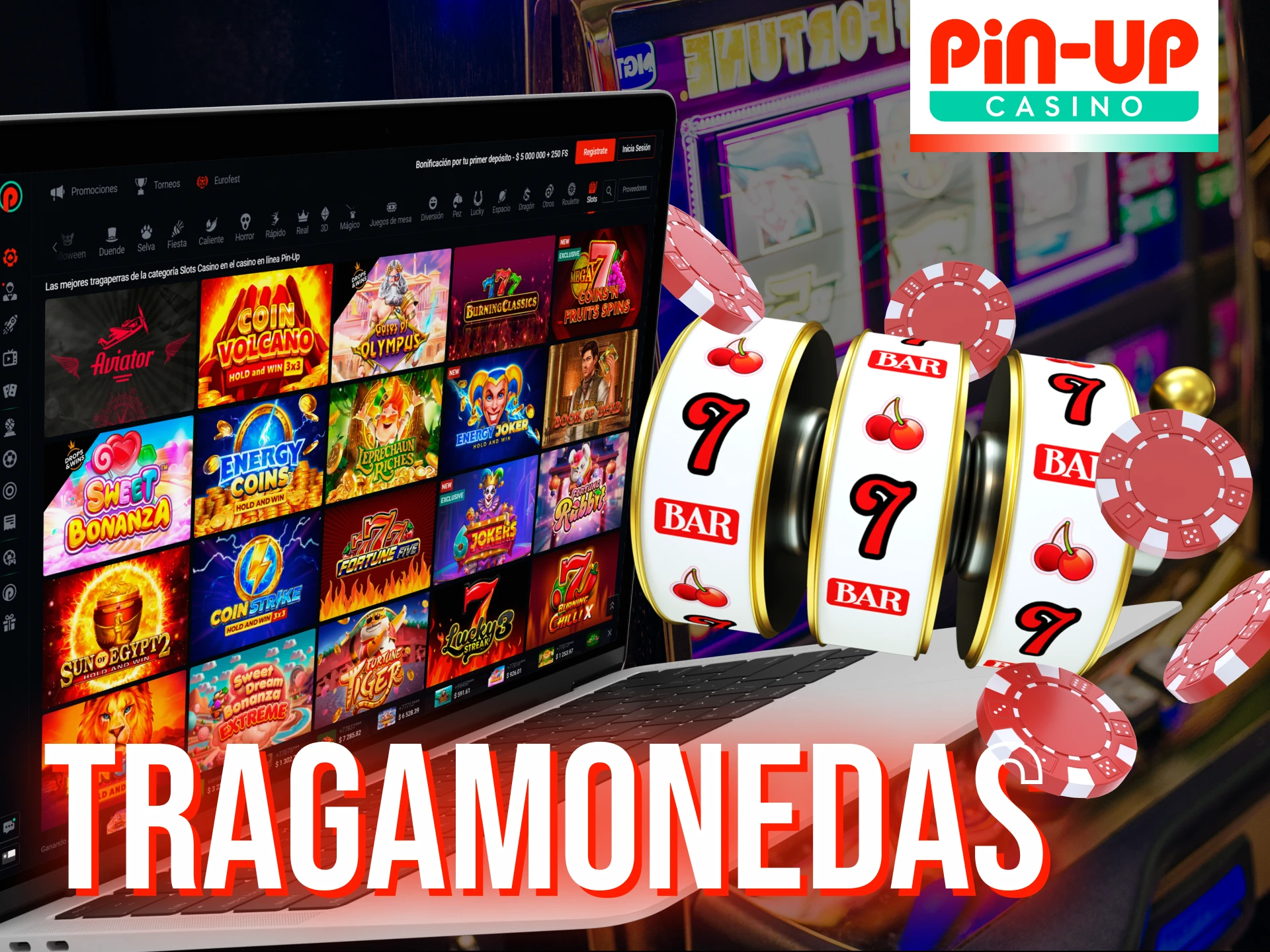 Descubre una amplia variedad de tragamonedas en Pin-Up Casino, incluyendo títulos populares como Book of the Dead, Zombie Circus y Crazy Monkey, con emocionantes oportunidades de ganar.