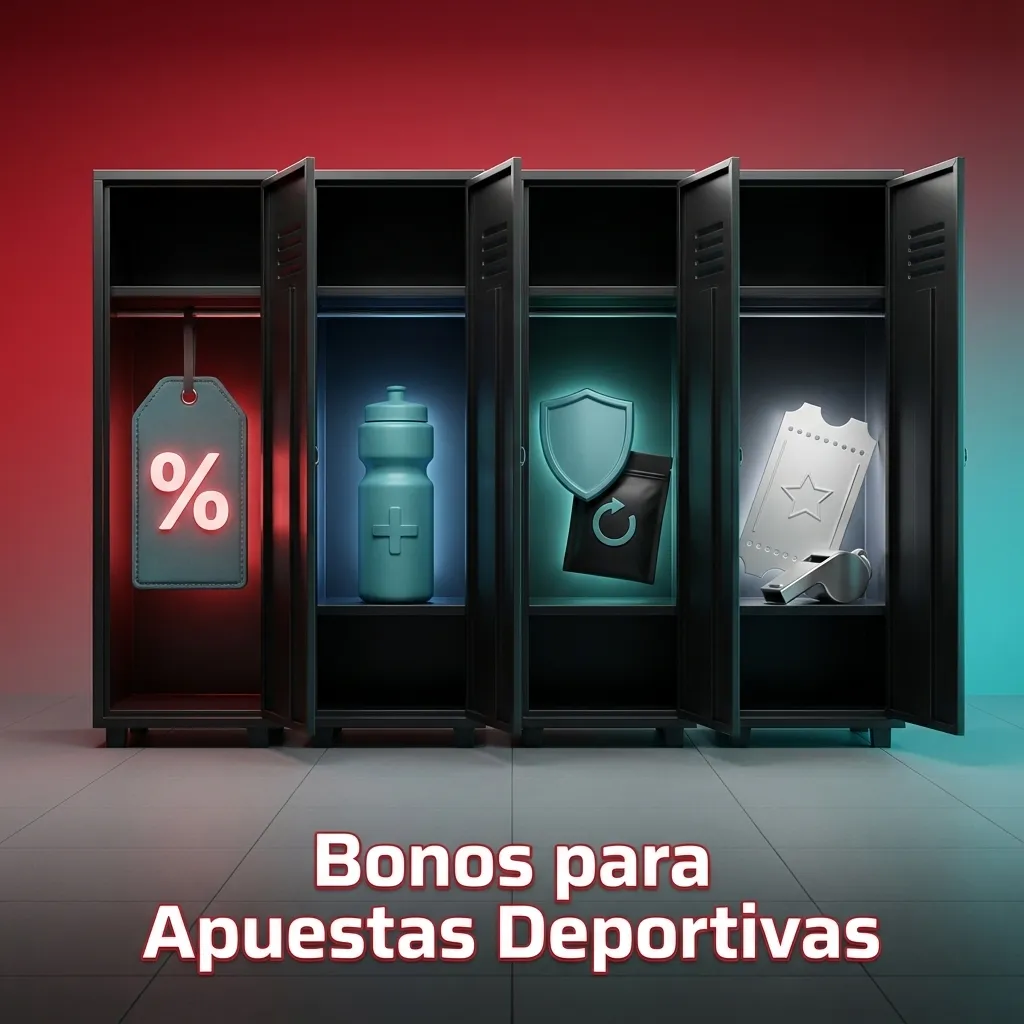 Sports betting bonuses illustration showing deposit match, risk-free bet, live betting bonus and cashback offers